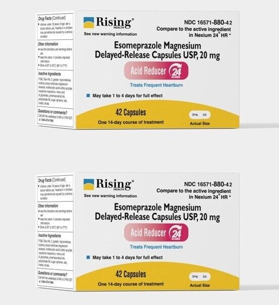 2 X RISING HEALTH Esomeprazole Magnesium 20 mg Nexium Generic 42cap (Total 84ct)