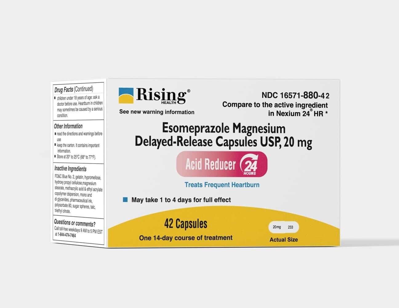 2 X RISING HEALTH Esomeprazole Magnesium 20 mg Nexium Generic 42cap (Total 84ct)