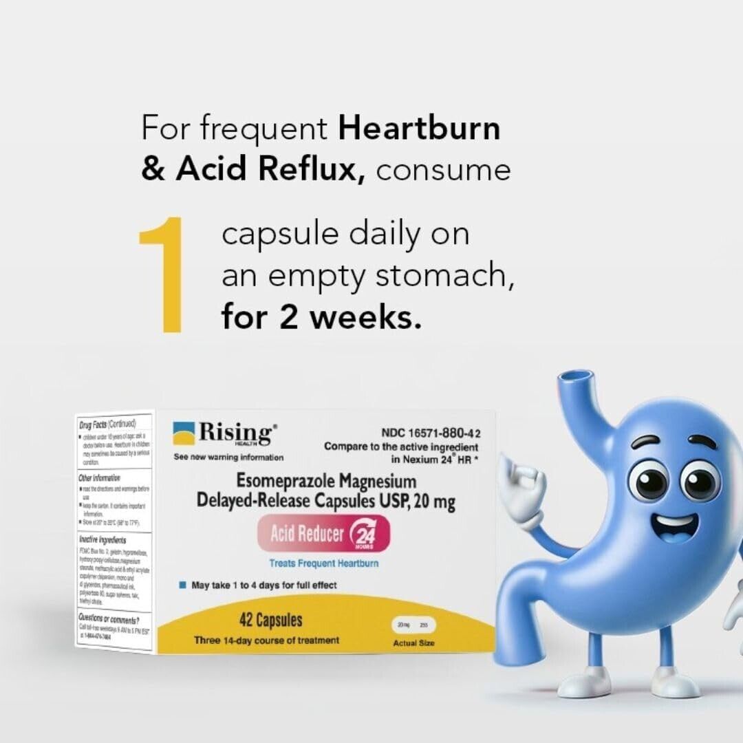 2 X RISING HEALTH Esomeprazole Magnesium 20 mg Nexium Generic 42cap (Total 84ct)