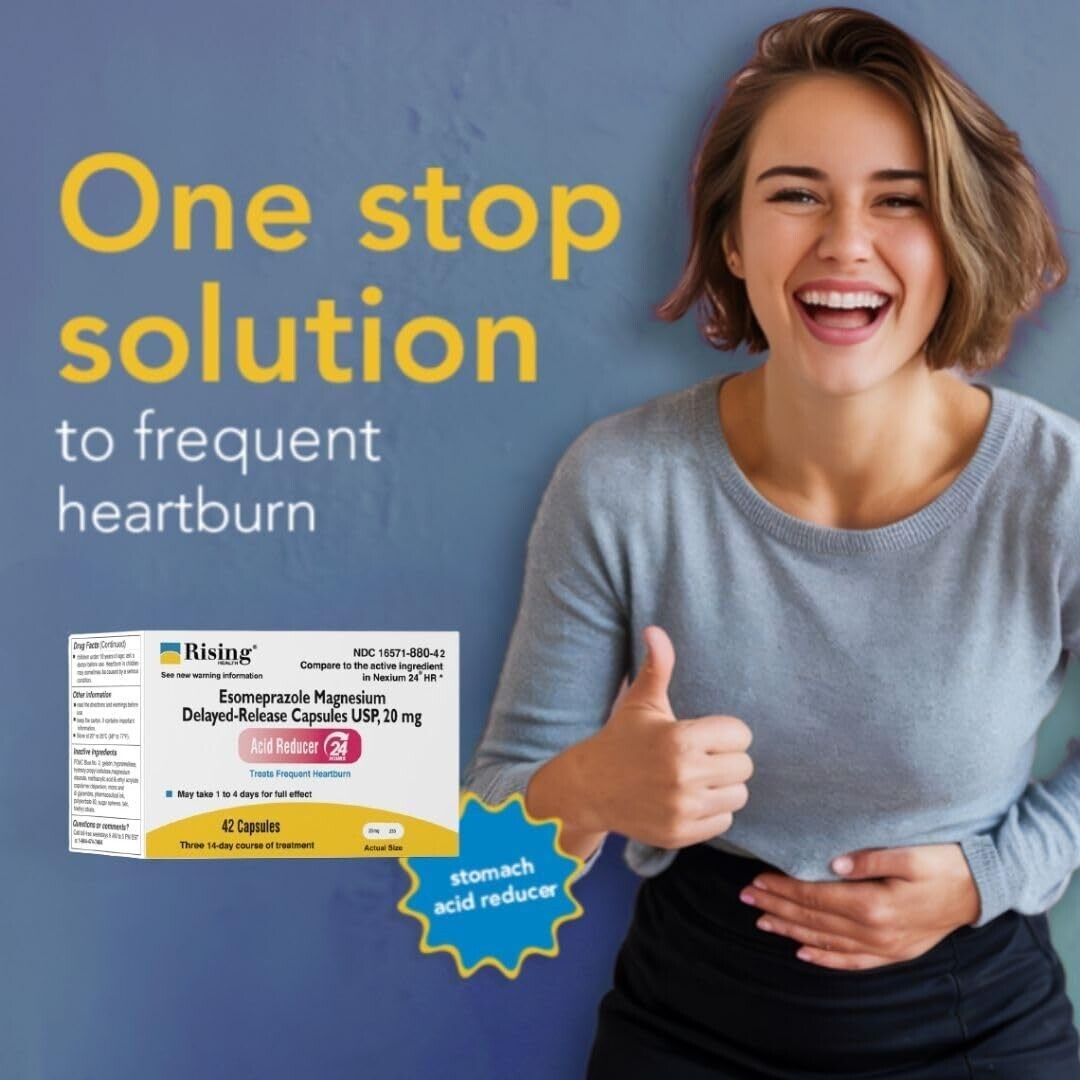 2 X RISING HEALTH Esomeprazole Magnesium 20 mg Nexium Generic 42cap (Total 84ct)