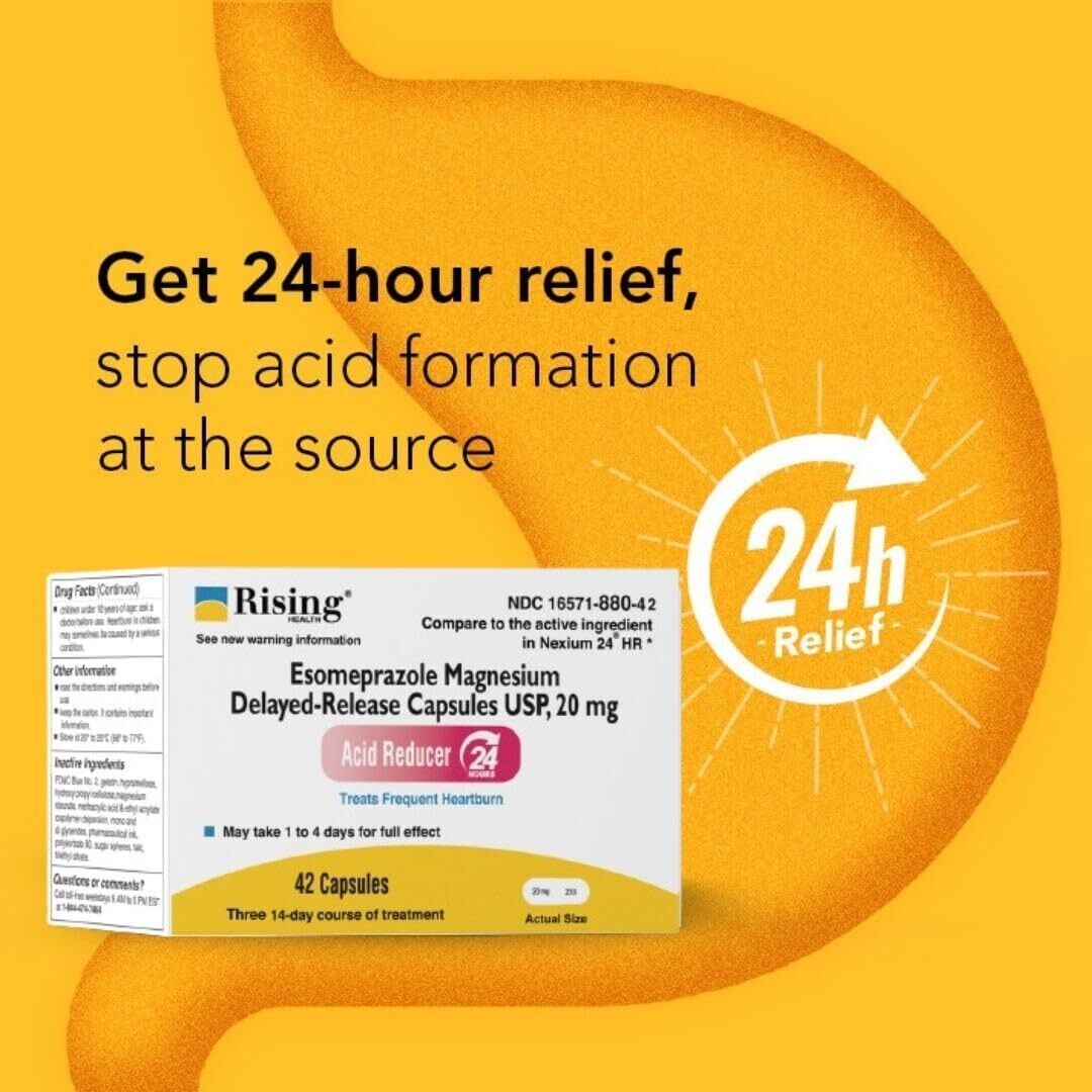 2 X RISING HEALTH Esomeprazole Magnesium 20 mg Nexium Generic 42cap (Total 84ct)