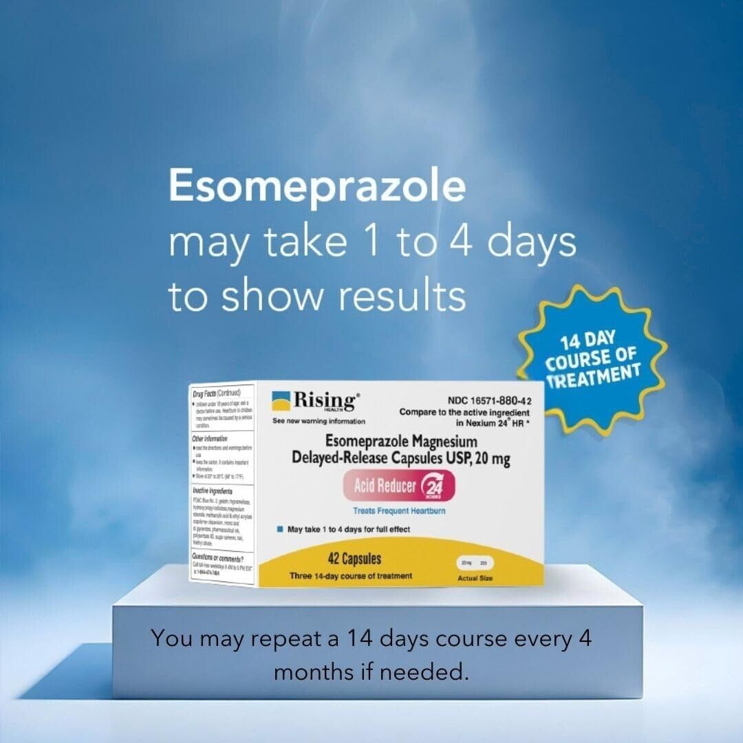 2 X RISING HEALTH Esomeprazole Magnesium 20 mg Nexium Generic 42cap (Total 84ct)