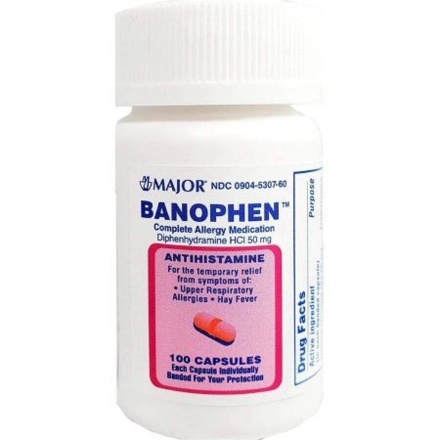 6 X Generic Benadryl Major Banophen Diphenhydramin 50mg Cap 100ct (Total 600)