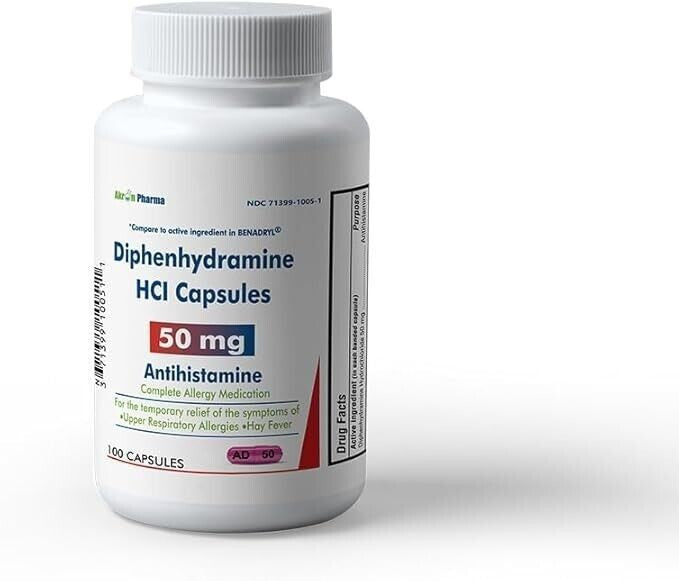 6 X Generic Benadryl Major Banophen Diphenhydramin 50mg Cap 100ct (Total 600)