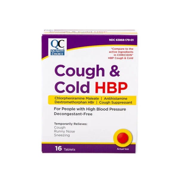 10 X QC Cough & Cold HBP Antihistamine Tablets 16ct/each (Total 160) Exp05/26