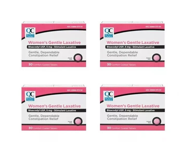 4X Quality Choice Bisacodyl 5mg Women's Gentle Laxative 30 Tablets