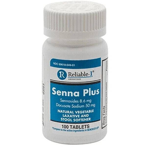10 X Senna-Plus Natural Laxative w/ Stool Softener 100 ct (Total 1000)