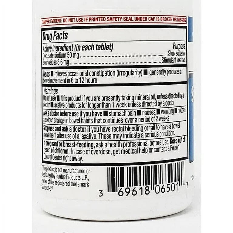 10 X Senna-Plus Natural Laxative w/ Stool Softener 100 ct (Total 1000)