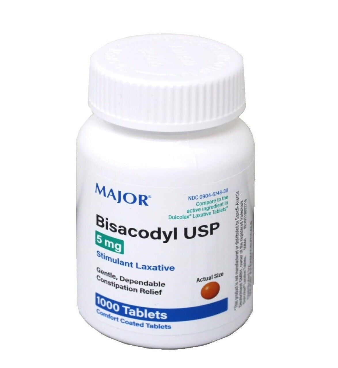 6 X Major Bisacodyl 5 mg EC (Compare to Dulcolax) 1000ct (Total 6000) Exp 10/27