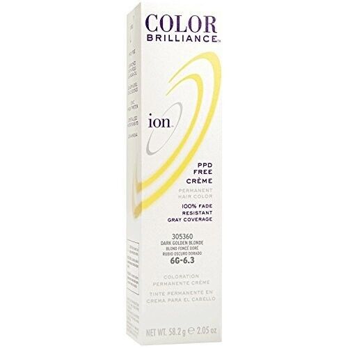 2 x ION Permanent Creme Hair Color 6G , Dark Golden Blonde PPD Free/Gray Cover
