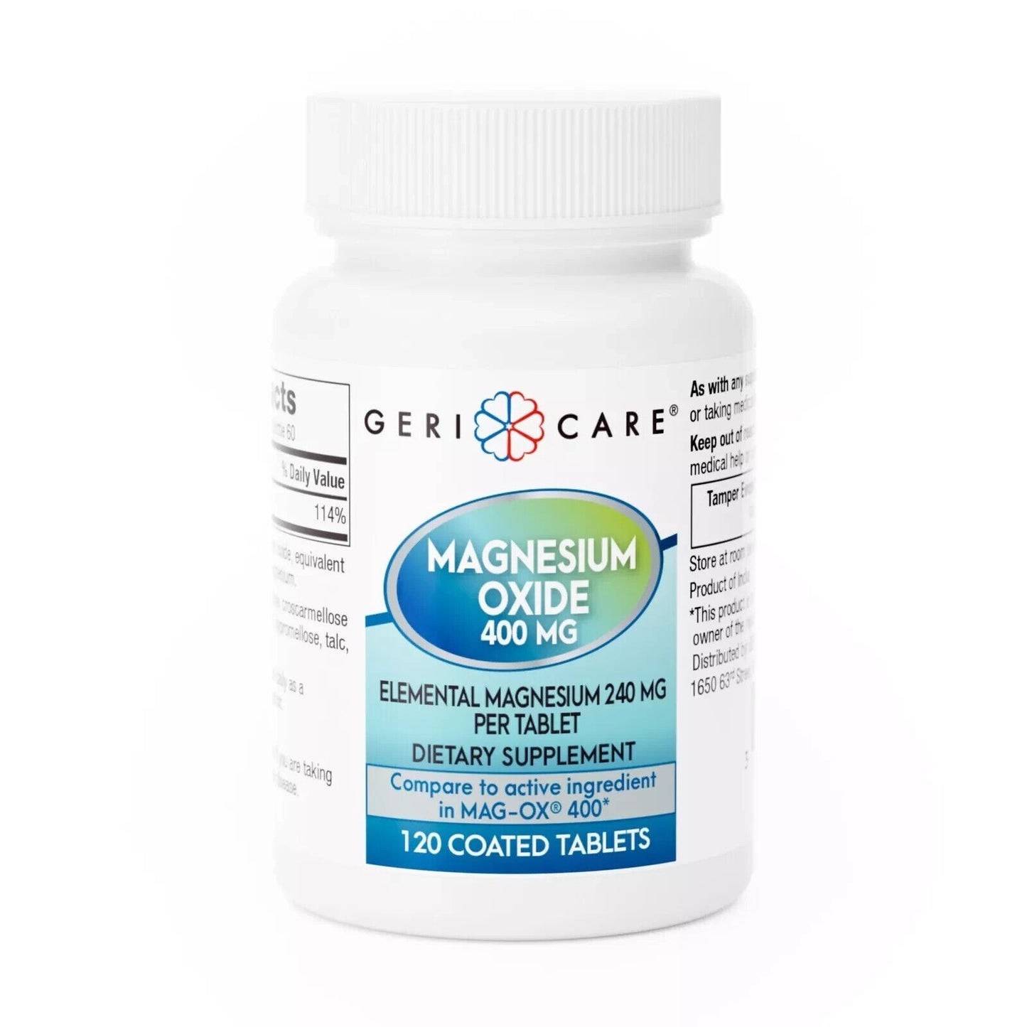 6 X GERI CARE Magnesium Oxide 400 mg 120 Tablets (Total 720) Exp 8/2025 NEW
