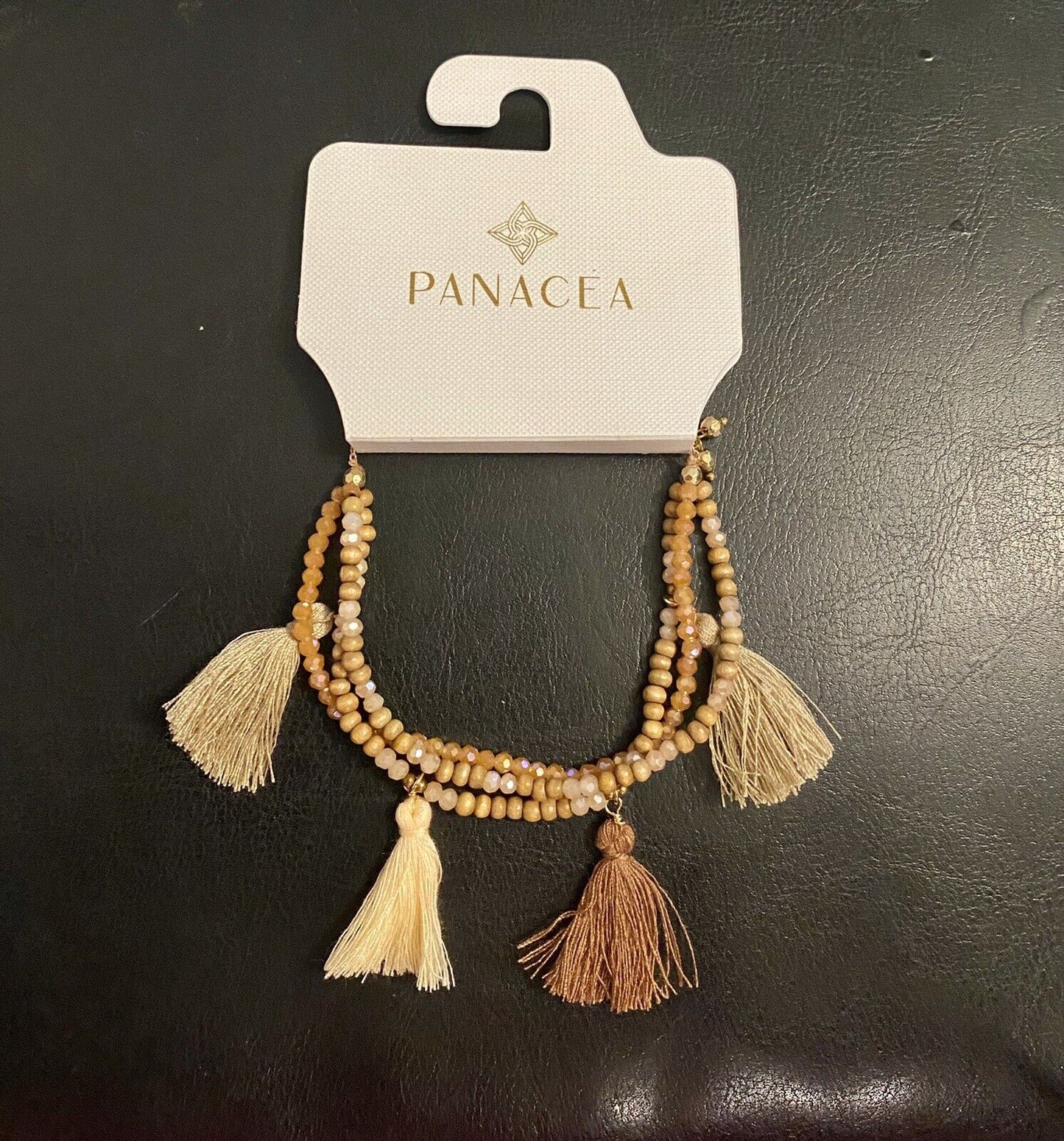 Panacea Crystal And Cotton Tassel Boho Bracelet NEW W TAG