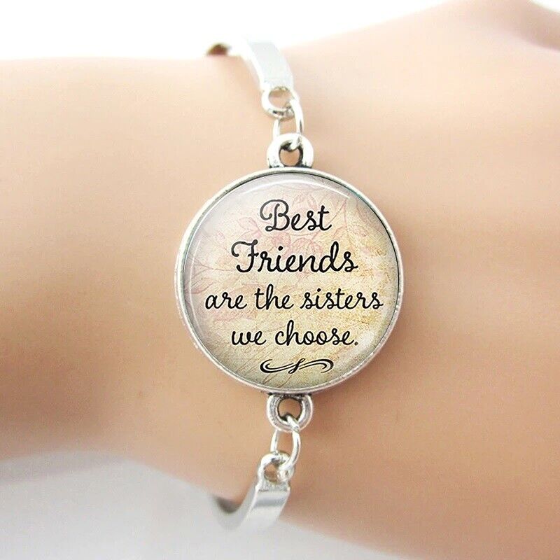 2 X "Best Friends are the Sisters We Choose" Cabochon Friendship Silver NEW