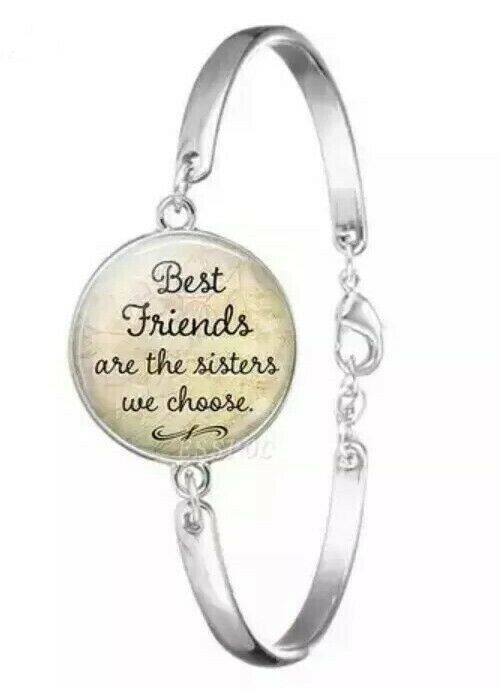 2 X "Best Friends are the Sisters We Choose" Cabochon Friendship Silver NEW