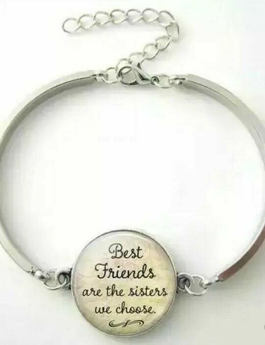 2 X "Best Friends are the Sisters We Choose" Cabochon Friendship Silver NEW