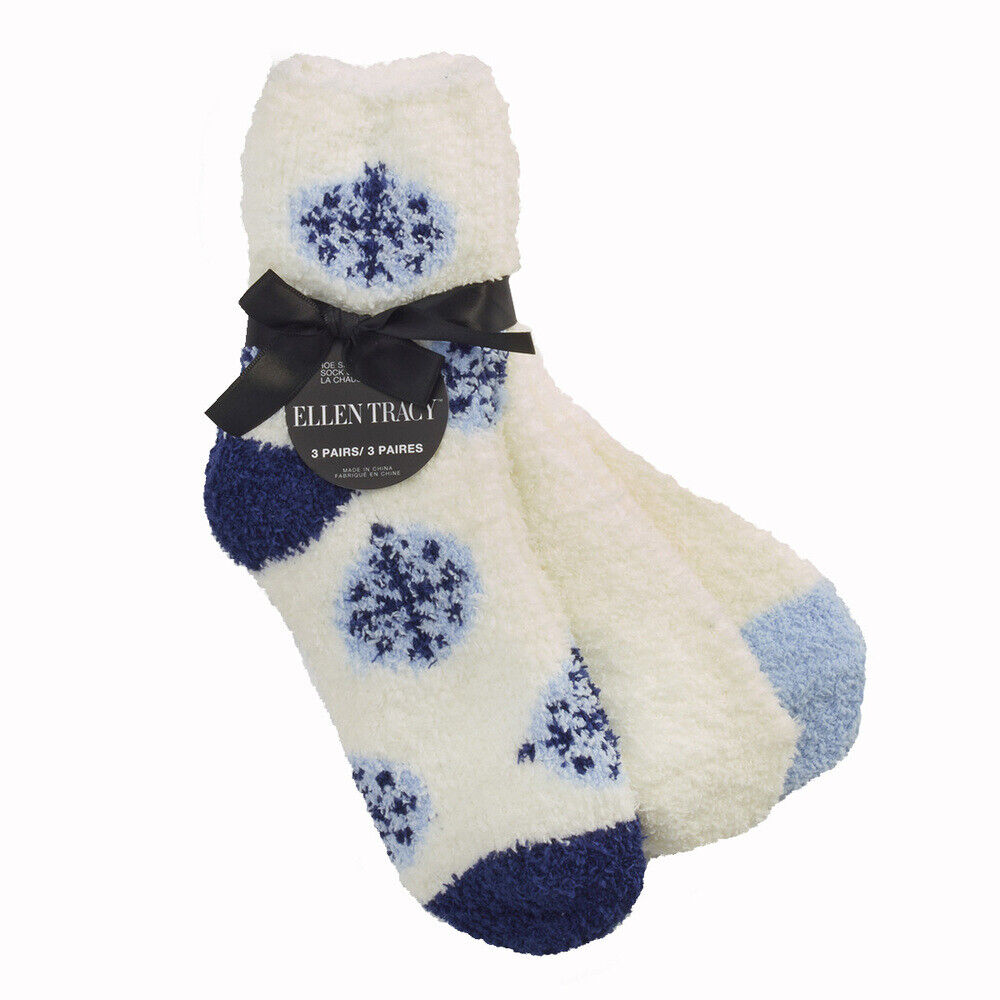 2 X ELLEN TRACY Ellen Tracy Women's 3-pk Ornaments Cozy Socks (Total 6 pairs)NWT