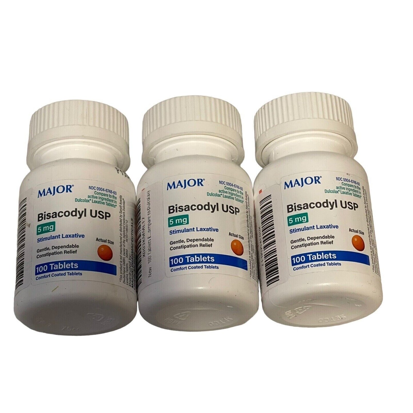 3 X Major Bisacodyl 5 mg EC (Compare to Dulcolax) 1000ct (Total 3000) Exp 2/2027