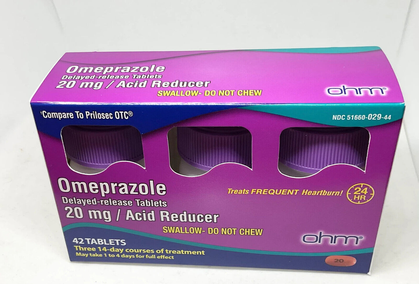 OHM Omeprazole Delayed Release Tablets 20-mg 42ct/box  NEW