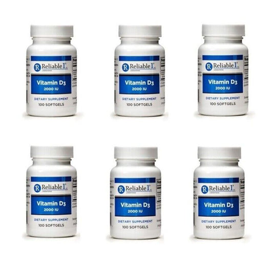 6 X Extra Strength VITAMIN D3 2000 IU (50mcg) 100 ct (Total 600) EXP 05/2026