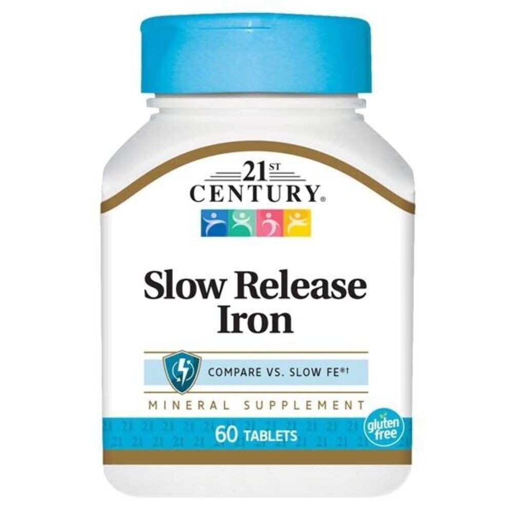 2 X High Potency Slow Release Iron by 21st Century 45 mg 60 Tabs (Total 120) NEW