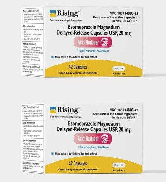 2 X RISING HEALTH Esomeprazole Magnesium 20 mg Nexium Generic 42cap (Total 84ct)