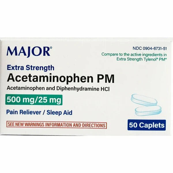 Major Acetaminophen PM 500mg - 50ct - 3 Pack (150 Caplets) Exp Date 04/2025