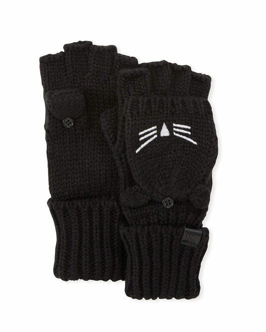 Karl Lagerfeld Choupette Pop-Top Mittens Black One-Size NEW W TAG