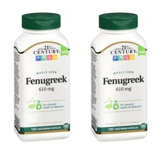 2 X 21ST CENTURY FENUGREEK 610MG CAPSULES 100CT (Total 200) NEW