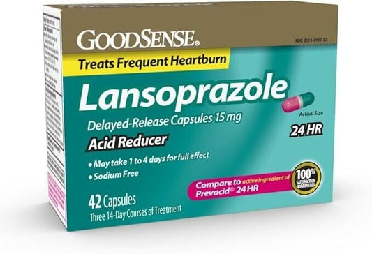 6 X GoodSense Lansoprazole Delayed-Release 15mg Acid Reducer 30cap (Total 180)