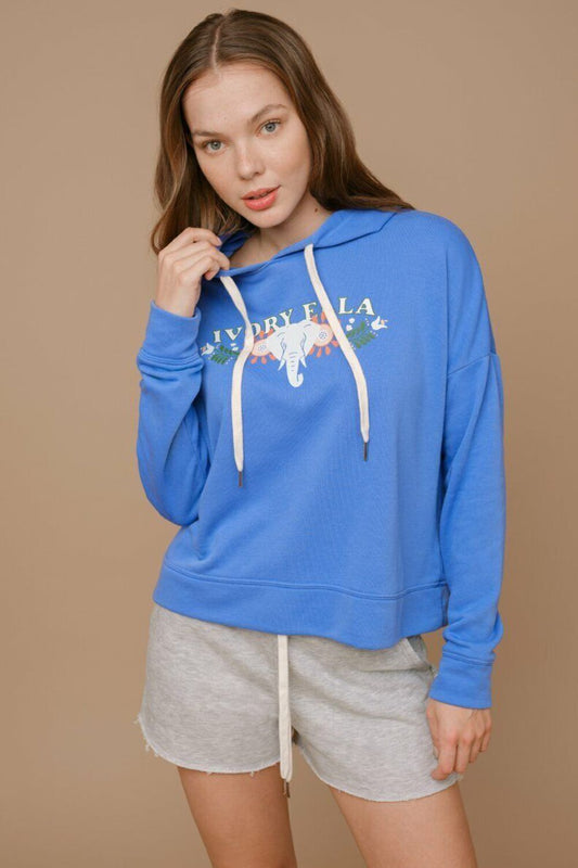 🐘 IVORY ELLA Adele Fleece Hoodie XXL Blue NEW W TAG