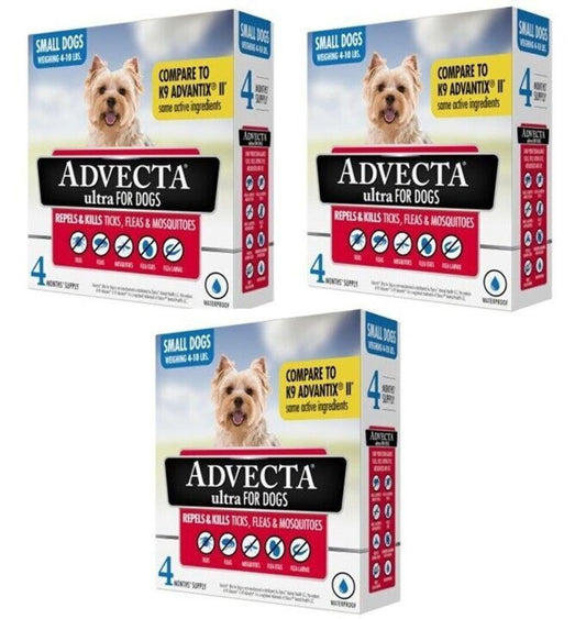 3 X ADVECTA ULTRA FOR DOGS SMALL (4 - 10 LBS) 4 MONTH (TOTAL 12 MONTH) NIB
