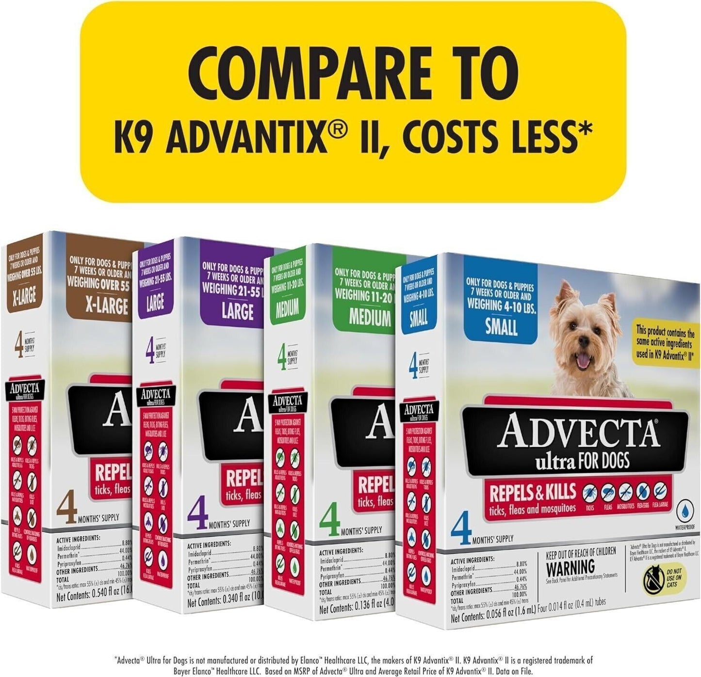 3 X ADVECTA ULTRA FOR DOGS SMALL (4 - 10 LBS) 4 MONTH (TOTAL 12 MONTH) NIB