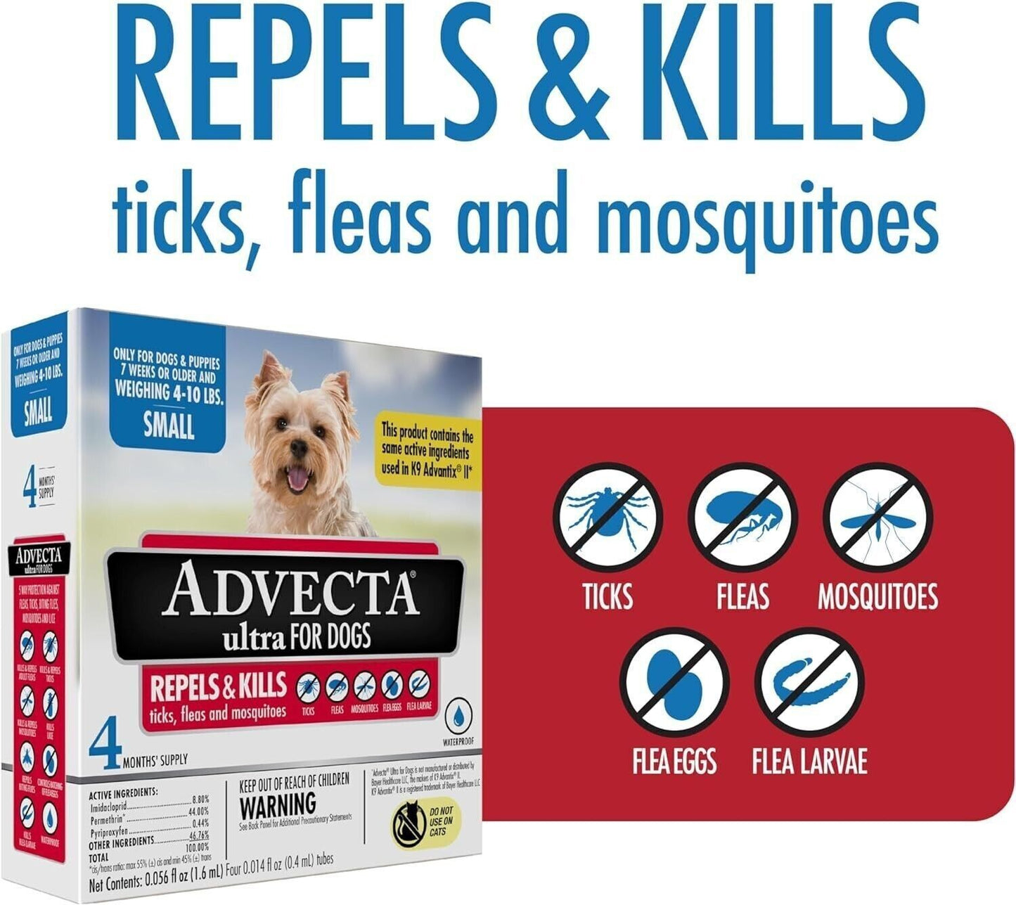 3 X ADVECTA ULTRA FOR DOGS SMALL (4 - 10 LBS) 4 MONTH (TOTAL 12 MONTH) NIB