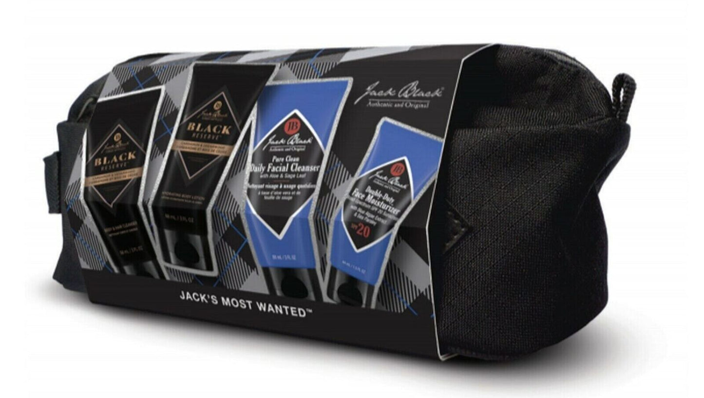 Jack Black Jacks Most Wanted 4- Piece & Travel Bag Set NEW IN BOX