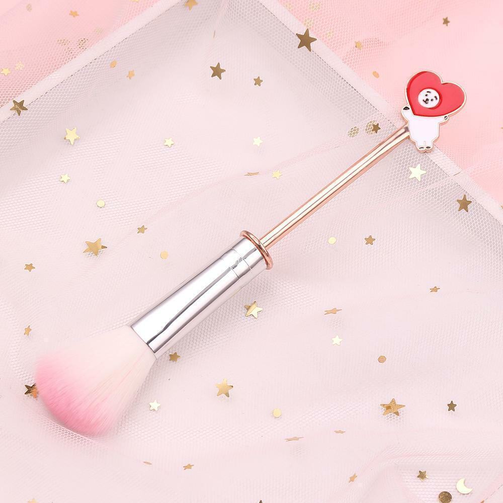 BTS, BT21 -8 PCS Makeup Brushes Cosmetic Tool Set w Lanyard Makeup Bag NWT