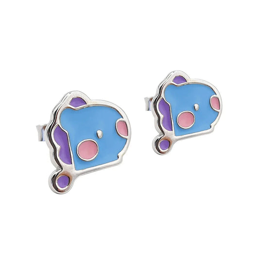 LINE FRIENDS BT21 MANG BABY Silver Stud Earrings NEW W TAG