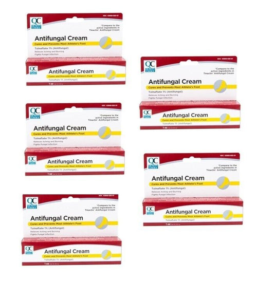 5 X QC Antifungal Foot Cream Tolnaftate 1% Compare to Tinactin 1 oz Exp 11/2026
