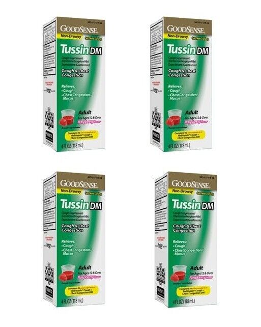 4 X GoodSense Tussin DM, Cough And Chest Congestion 4 Fl Oz (Total 16) NEW