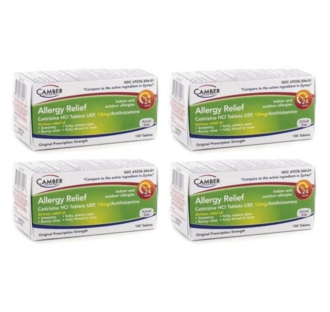 4 X Cetirizine Antihistamine 10mg Tablets 100ct (Total 400)-Exp 04/2026 NIB