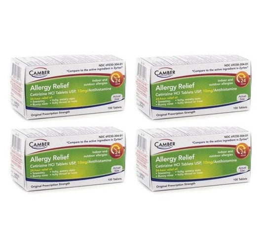 4 X Cetirizine Antihistamine 10mg Tablets 100ct (Total 400)-Exp 04/2026 NIB