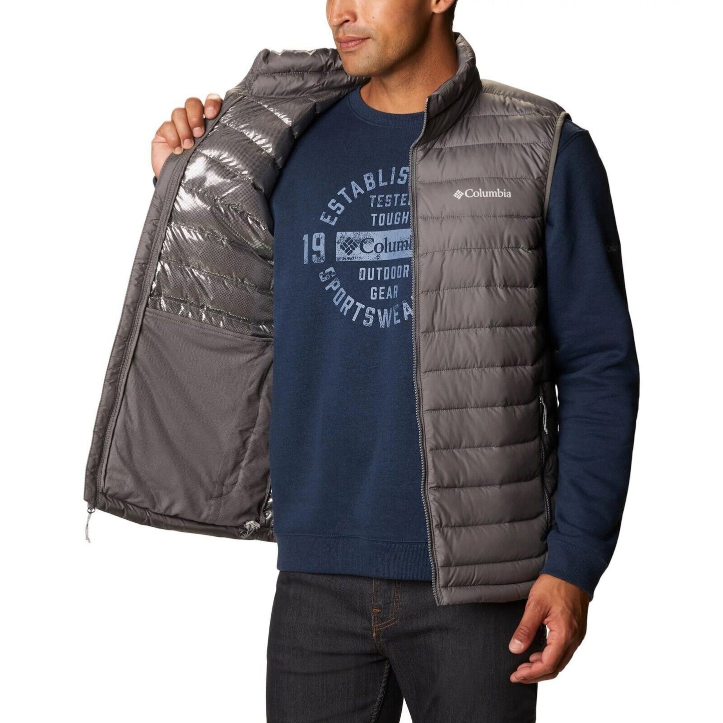 COLUMBIA Men's Powder Lite Vest City Grey (Size M) Orig $130 NWT