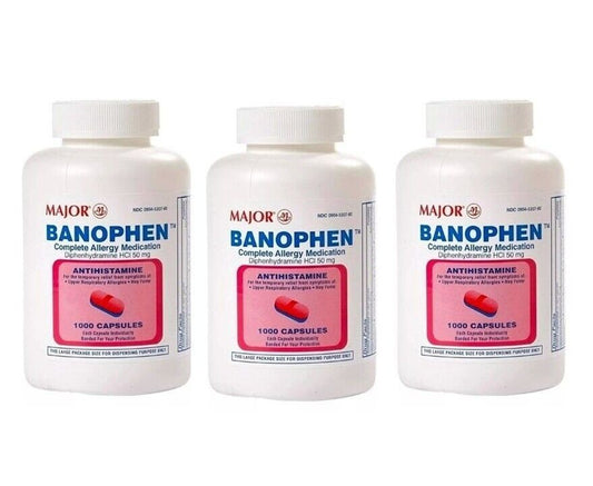 3 X Generic Benadryl Major Diphenhydramine Antihistamine 50mg 1000ct (Total 3000