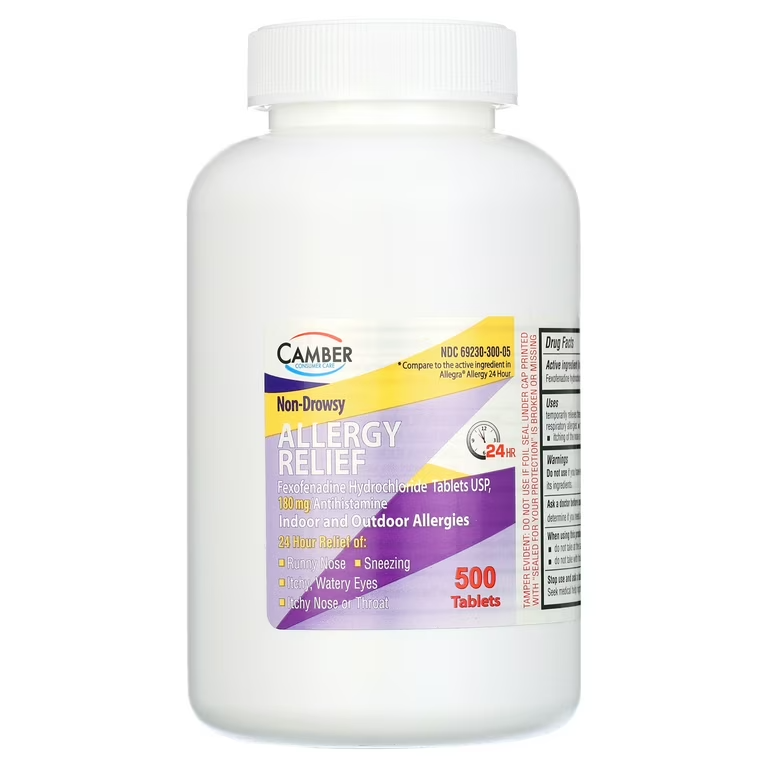 Allergy Relief | Fexofenadine HCl 180 mg Non-Drowsy Antihistamine | 500 tablet