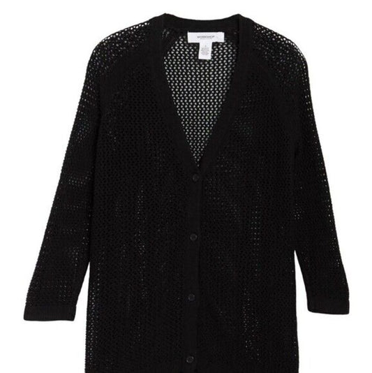 WORKSHOP FOR THE REPUBLIC Open Knit Cardigan Black XL NEW W TAG