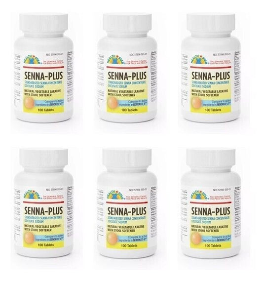 6 X GeriCare Senna-Plus Natural Laxative w/ Stool Softener 100 ct (Total 600)