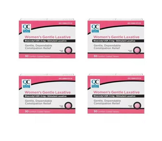 4X Quality Choice Bisacodyl 5mg Women's Gentle Laxative 30 Tablets