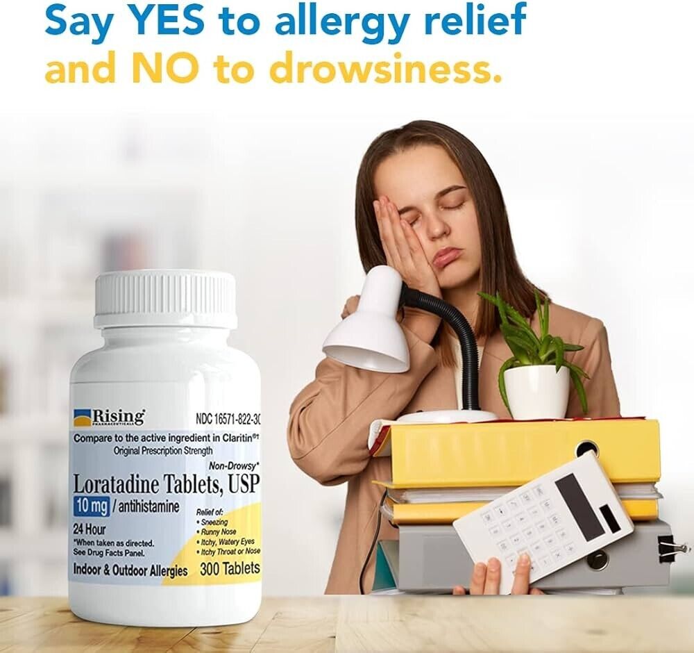 3 X Allergy Loratadine 10mg Antihistamine Non-Drowsy Tablets 300 Count