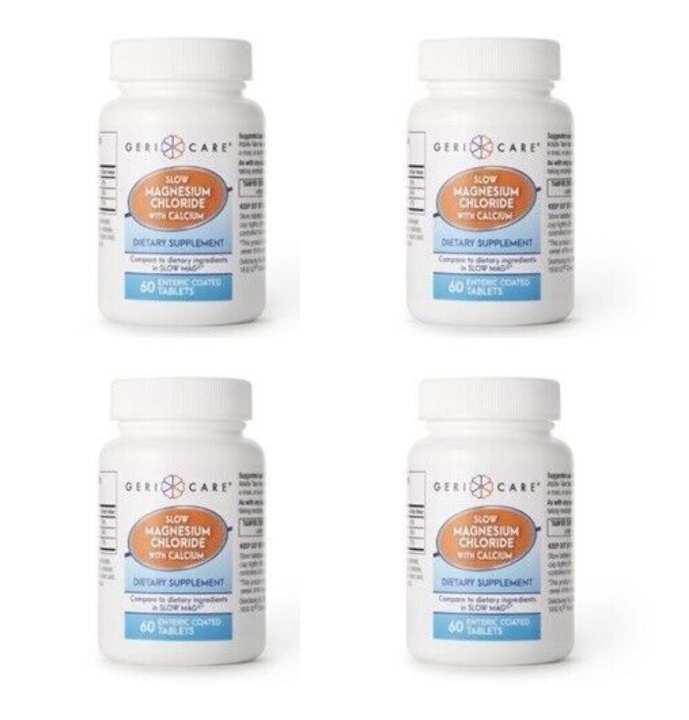 4 x Gericare Slow Magnesium Chloride w/ Calcium Tablets 60 ct (Total 240 ct) NEW