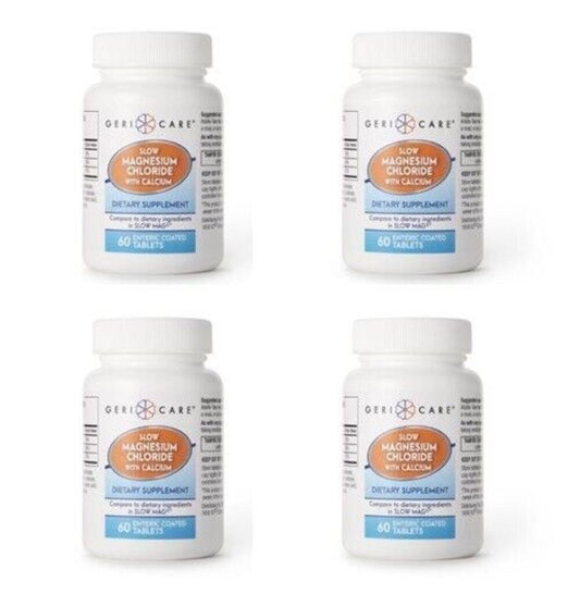 4 x Gericare Slow Magnesium Chloride w/ Calcium Tablets 60 ct (Total 240 ct) NEW
