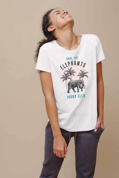 🐘 IVORY ELLA Palms Alba Relaxed Tee Large White NEW W  TAG